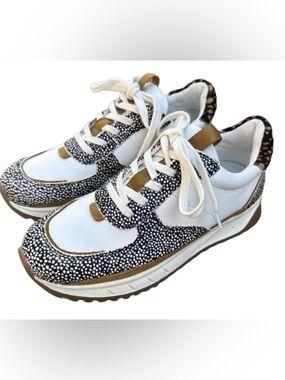 Madewell MWL MA503 Platform Sneakers Calf Hair Animal Print Leather Size 7